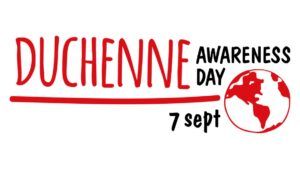 Il logo della Duchenne Awareness Day, la Giornata Mondiale della consapevolezza sulla distrofia muscolare di Duchenne, che si celebra il 7 settembre, è illustrato con il disegno stilizzato del mondo.
