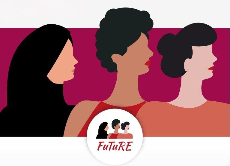 La realizzazione grafica utilizzata per il progetto FuTuRE è illustrata con i profili di tre donne diverse anche per etnia.