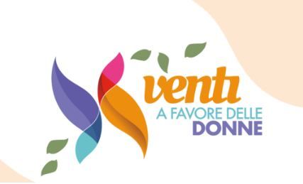 Una realizzazione grafica ideata per promuovere il progetto “Venti a favore delle donne” è il illustrata con il disegno di due nastri colorati che sembrano comporre una farfalla.